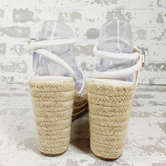 NEW BP. Cohan White Tan Espadrille Platform Wedge Sandals I154 - Picture 7 of 11